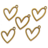 15pcs 5 Color Oblique Hollow heart shaped Charm for Necklace Keyring Pendant  DIY Handmade Jewelry Accessories 25*21mm A134
