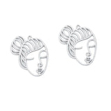 5pcs 5 colors girl Face  Trendy Charm Woman Earring Necklace Alloy Charms for Jewelry Making 40*35mm