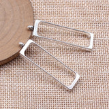 10 piezas de 44 x 12 x 4,6 mm, color plata antigua, marcos geométricos huecos con pegamento, serie rectangular, accesorios para hacer joyas.