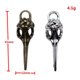 4pcs 41x12mm 2 Colors Antique Bronze Color Antique Silver Color Bird Head Skull Charms For DIY Jewelry Making