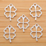 10 colour 20pcs Antique silver color Charms lucky four leaf clover Making pendant fit DIY Handmade Jewelry 24*17mm Q402