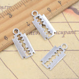 20 piezas dijes cuchillo hoja de afeitar 24x11mm colgantes de Color plata antigua fabricación DIY joyería tibetana hecha a mano