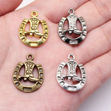 10pcs 25x19mm Gun Black Color Cowboy Boots Horse Shoe Charms For DIY Jewelry Making