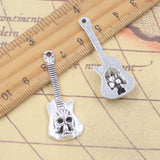 10 Uds. De dijes de esqueleto, calavera de guitarra, 41x15x5mm, colgantes de Color plata antigua, fabricación de joyería tibetana hecha a mano DIY
