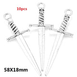 10-50pcs Mixed Styles Antique Knight Sword Anime weapon Charm for Jewelry Making DIY Handmade Weapons Personality Necklace