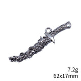 4pcs 62x17mm Antique Silver Color Dragon Pattern Sword Charms For DIY Jewelry Making