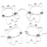 20pcs 5colors Zinc alloy Filigree Stamping Pendants cat Hollow Metal Charms DIY Necklace earrings Jewelry Accessories 27mmx 25mm