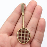 2pcs 82x26x5mm 4 Colors Rhodium Color Badminton Racket Charm