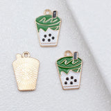 10pcs 21x15mm 2 Colors Light Pink Color Green Color Milk Tea Charms For DIY Jewelry Making