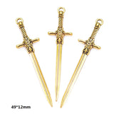 Ancient gold 10PCS 16 Styles Mixed Alloy Charms Knight Sword Knife Gun Bow Weapons Pendant For DIY Handmade Jewelry Material