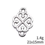 20pcs 21x15mm Antique Silver Color Flower Connector Pendant For DIY Jewelry Making Handmade Jewelry Craft Findings