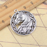 5 uds dijes cabeza de caballo de corcel 34x30mm colgantes de Color plata antigua fabricación DIY joyería tibetana hecha a mano