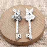 5pcs 50x15mm 2 Colors Antique Bronze Color Antique Silver Color Rabbit Key Charms For DIY Jewelry Making