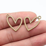 20pcs 22x20mm 5 Colors Geometric Openwork Heart Charms For DIY Jewelry Making
