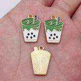 10pcs 21x15mm 2 Colors Light Pink Color Green Color Milk Tea Charms For DIY Jewelry Making