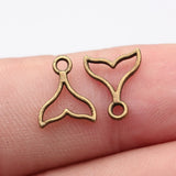 40pcs 12x9.7mm 5 Colors Hollow Whale Tail Charms For DIY Jewelry Making