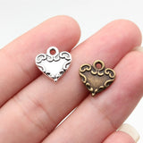 20pcs 13x13mm 2 Colors Antique Bronze Color Antique Silver Color Heart Charms For DIY Jewelry Making