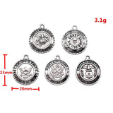 5pcs 20x23mm Antique Silver Color U.S. Army Police Identification Signage For DIY Jewelry Making