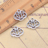 20 piezas dijes Yoga Lotus 12x14mm colgantes de Color plata antigua para hacer joyería tibetana hecha a mano DIY