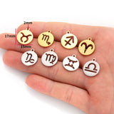 5pcs Stainless Steel 12 constellation charm DIY Jewelry Charms for Necklace Making Pendant Never Fade 15*17mm L409
