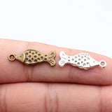 10pcs 25x9mm 2 Colors Antique Bronze Color Antique Silver Color Fish Charms For DIY Jewelry Making