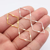 40pcs 30x20mm Kc Gold Color Rhodium Color Embossed Openwork Rhombus Geometric Charms For DIY Jewelry Making