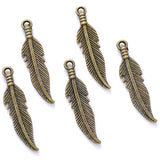 30 pcs 7 colors Feather Charms for Earring necklace Metal Pendant Fit bracelet necklace earring Jewelry making 27*6mm D320