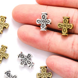 10pcs Antique Silver color Big Hole cross Beads Spacers Beads Fit European Charm Jewelry Accessories DIY Findings R190