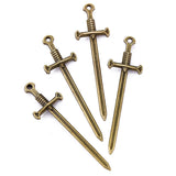 10pcs 7 colors  55*16mm Alloy Antique Knight Sword Charms for Jewelry Making DIY Handmade Weapons Personality Necklace Pendant