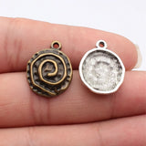 10pcs 22x17mm 2 Colors Antique Bronze Color Antique Silver Color Swirl Pattern Charms For DIY Jewelry Making