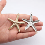 1pcs 66x60mm 2 Colors Antique Silver Color Kc Gold Color Starfish Charms For DIY Jewelry Making