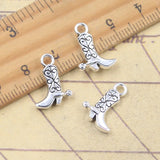 20 piezas dijes botas zapatos 16x12mm colgantes de Color plata antigua fabricación DIY joyería tibetana hecha a mano