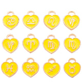 12 PCS/Lot 14x14mm 12 Constellation Charms Pendant Heart Enamel Charms Bracelet For Jewelry Making Handmade Craft Accessories