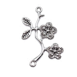 10pcs 32x24mm Antique Silver Color Flower Branch Charms Connector For DIY Jewelry Making Handmade Jewelry Findings