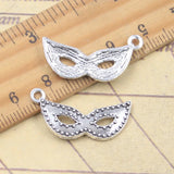 20 piezas dijes máscara de fiesta de baile máscara de mascarada 14x27mm colgantes de Color plata antigua fabricación DIY joyería tibetana hecha a mano