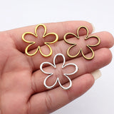 10pcs 34x33mm 3 Colors Antique Bronze Color Antique Silver Color Antique Gold Color Hollow Flowers Charms