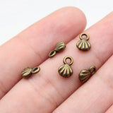 40pcs 8.2x5.7mm 2 Colors Antique Bronze Color Antique Silver Color Shell Charms For DIY Jewelry Making