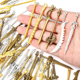 11-20pcs Mixed Styles Antique Knight Sword Anime weapon Charm for Jewelry Making DIY Handmade Weapons Personality Necklace U088