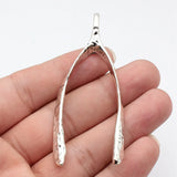 1pcs 78x32mm 2 Colors Antique Bronze Color Antique Silver Color Hammered Wishing Bone Pendant For DIY Jewelry Making