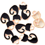 25pcs Dripping Oil CartoonJumping Kitten Alloy Jewelry Accessories DIY Handmade Accessories Rubber Band Earrings Pendants