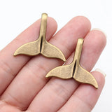 5pcs 29x32mm 2 Colors Antique Bronze Color Antique Silver Color Whale Tail Charms For DIY Jewelry Making