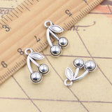 Colgantes de Color plata tibetana para fabricación de joyas, dijes de cereza de fruta, fabricación de joyas antiguas, artesanía hecha a mano DIY, 15x12mm, 20 piezas