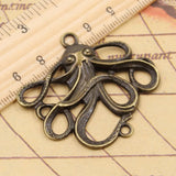 Colgantes de pulpo de Color plateado tibetano, fabricación de joyas antiguas, manualidades hechas a mano, 44x48mm, 5 piezas