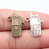 5pcs 24x16mm 2 Colors Antique Bronze Color Antique Silver Color Cell Phone Charms For DIY Jewelry Making