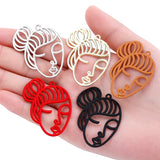 5pcs 5 colors girl Face  Trendy Charm Woman Earring Necklace Alloy Charms for Jewelry Making 40*35mm