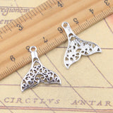 20 piezas dijes océano cola de ballena de mar 24x21mm colgantes de Color plata antigua para hacer joyería tibetana hecha a mano DIY