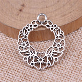 5pcs 30x25mm 2 Colors Antique Silver Color Antique Gold Color Hollow Flower Wreath Charms For DIY Jewelry Making