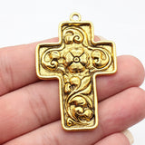 2pcs 58x38mm 2 Colors Antique Silver Color Antique Gold Color Flower Cross Charms For DIY Jewelry Making
