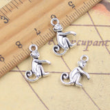 20 piezas dijes Animal mono encantador 15x13mm colgantes de Color plata antigua fabricación DIY joyería tibetana hecha a mano