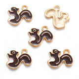 5PCS Enamel Squirrel Pinecone Charms Alloy Animal for Earrings Bracelet necklaces Pendants DIY Jewelry Making accessories W420